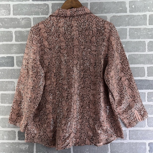 Good American Boa Print Sequin Button Down Shirt Size 3 Large - Picture 8 of 8